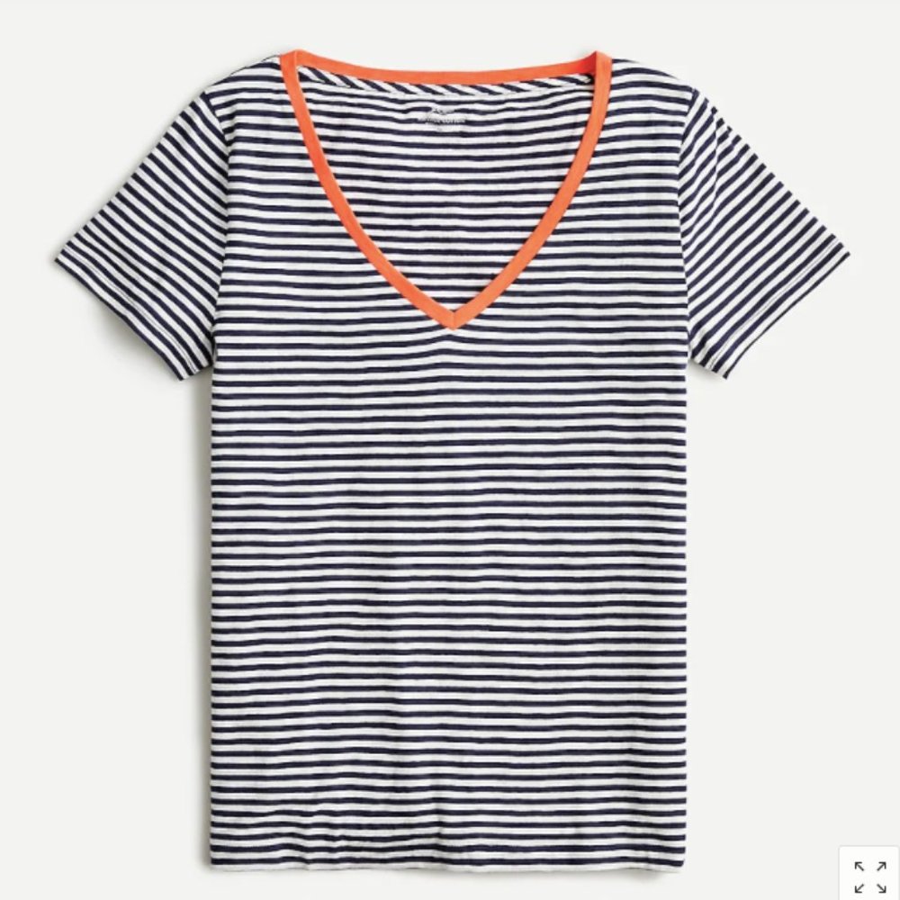 J. Crew Vintage Cotton V-neck Ringer Tee